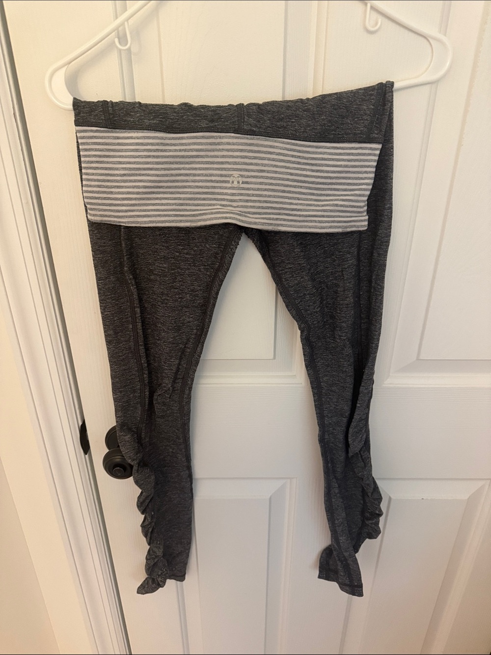 lululemon athletica Dark Gray Waist Leggings with Striped Waistband